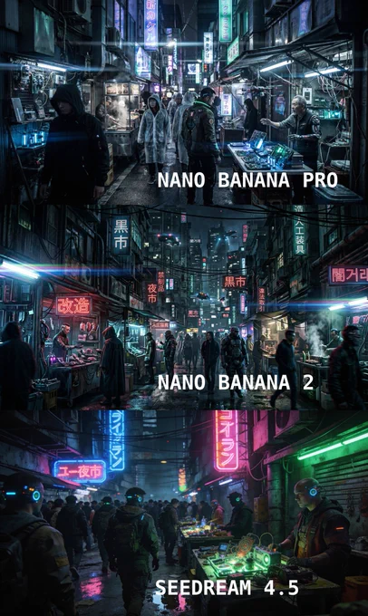 year 2043, movie cinematic shot, mid angle wide view,a black market situation inside a shinjuku industrial tokyo neighborhood at night, cyberpunk people walking around, weird market sellers behind their market tables, at night, neon lights, futuristic, dystopian, reminiscent of visuals in movies like Ghost in the shell, Blade runner, equilibrium, at day, color grade it in the style of mr Robot, use arrifex camera with anamorphi 50mm lens