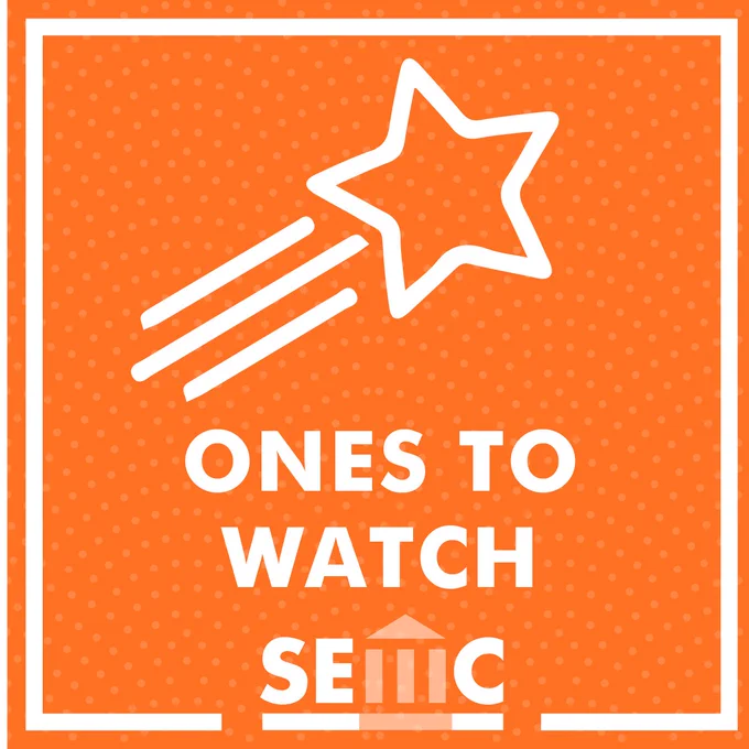 An orange background, with a shooting star and the words “Ones to Watch” centered. The SEMC logo is also at the bottom. 