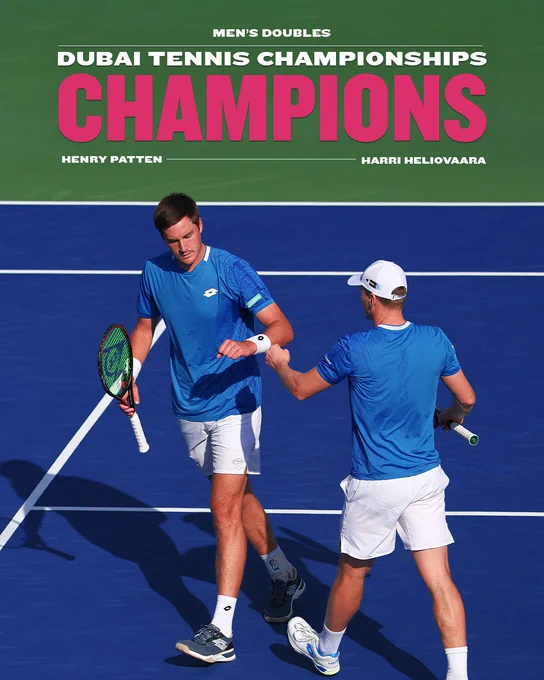 Graphic: ' Henry Patten and Harri Heliovaara men's doubles Dubai Tennis Championships Champions'
