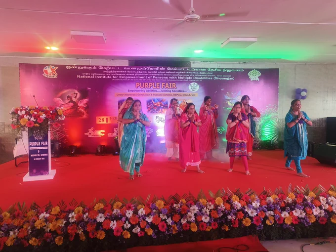 Group Dance performed by Persons with Multiple Disabilities on the occasion of grand event 'Purple Fair 2026' at NIEPMD (D), Chennai.
