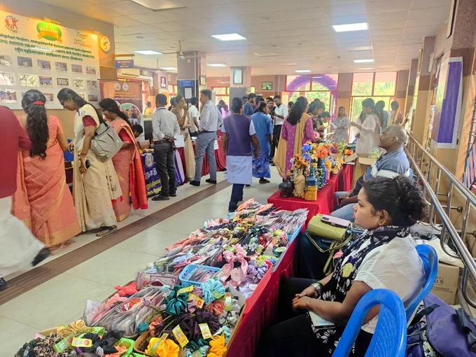 Handmade arts & crafts and products made by persons with disabilities showcased in stalls on the occasion of grand event 'Purple Fair 2026' at NIEPMD (D), Chennai.
