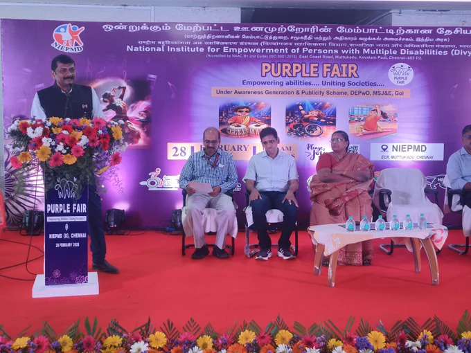 Dr. Nachiketa Rout, Director, NIEPMD (D), addressed the gathering on 'Inclusive Nature of Purple Fair' on the occasion of grand event 'Purple Fair 2026' at NIEPMD (D), Chennai.