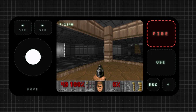 a screenshot from Nothing's Essential Apps playground creator showcasing an Essential App (widget) with DOOM running on it.