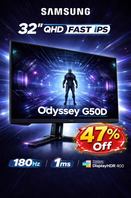 Samsung 32-Inch Odyssey G50D Gaming Monitor 