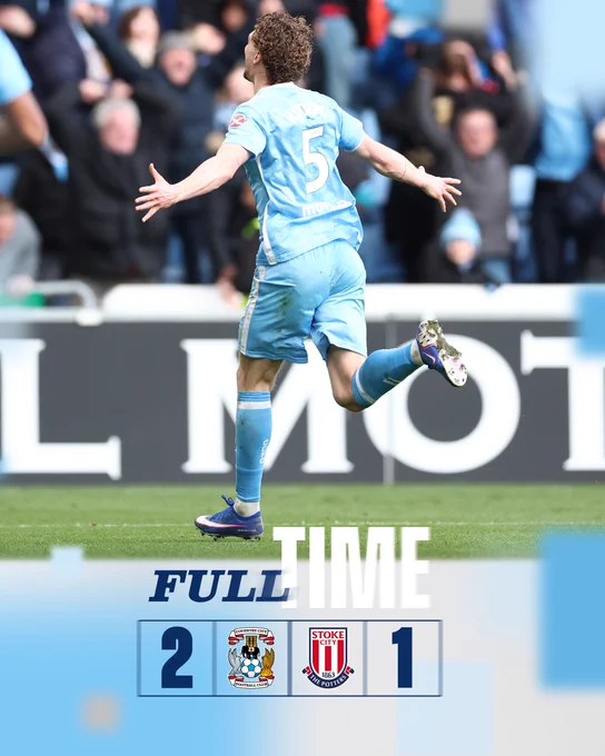 Full-time: Coventry City 2-1 Stoke City.