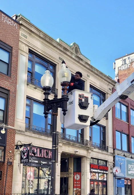 Picture: PWD Street Lighting Division upgrading lighting fixtures in Back Bay.