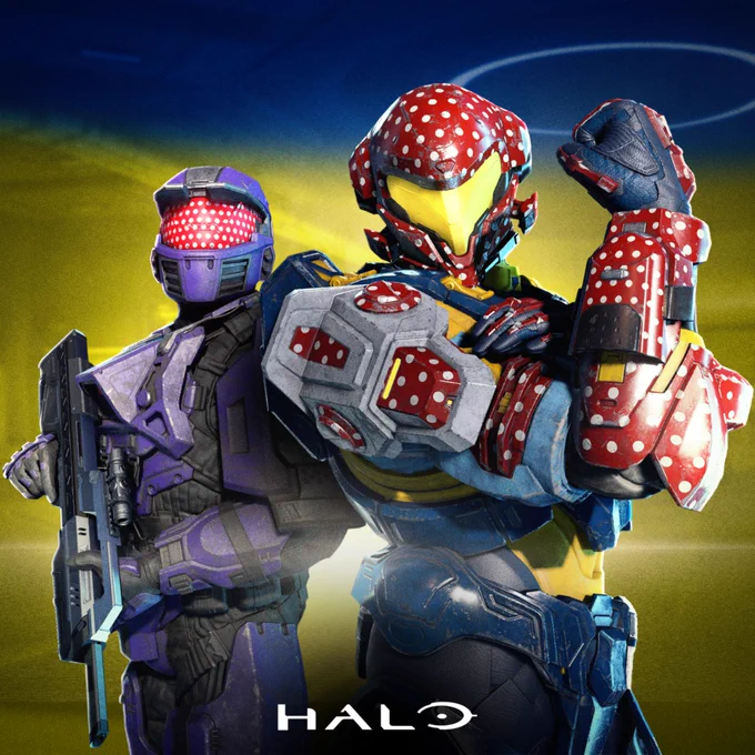 Image of two Spartans wearing the Women's History Month armor coating.