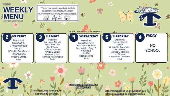 PreK Menu