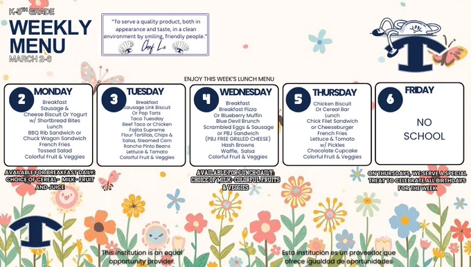 K-5 Menu