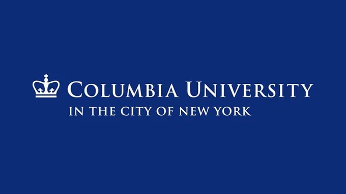 A blue background that includes the Columbia University logo.