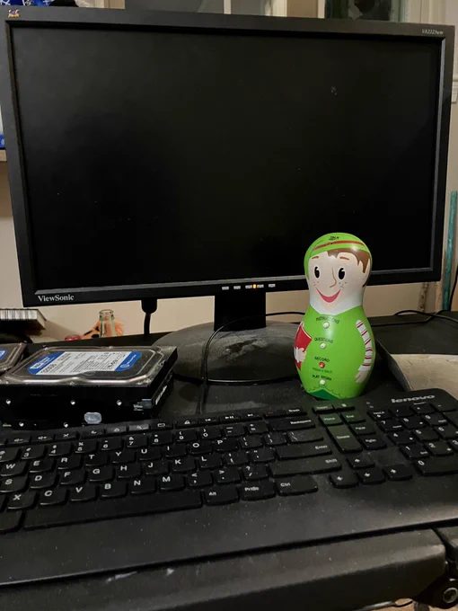 At his workstation. ✅