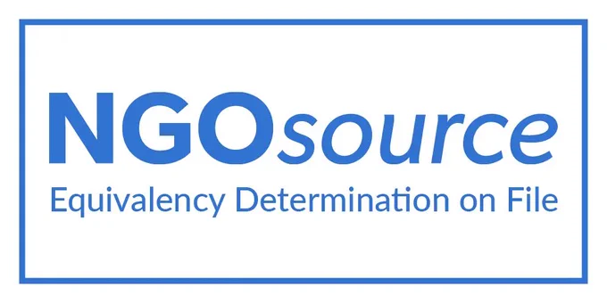 NGOsource - Equivalency Determination on File

When the Equivalency Determination on File “badge” is displayed on an organization's website, it means that the organization was at one time determined by NGOsource to be equivalent to a U.S. public charity or government instrumentality for a specific funder during a specific period of time.

https://www.ngosource.org/about-equivalency-determination-on-file-badge