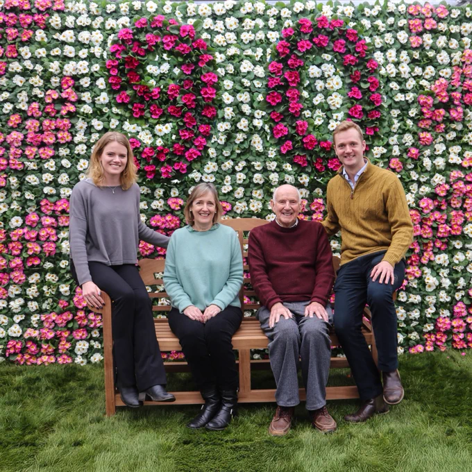 Celebrating 90 years – The Squire family: Sarah Squire – Chairman (second from left) with her father, Colin Squire – Chairman Emeritus (second from right) with Sarah’s children, Felicia and Ben Baily.