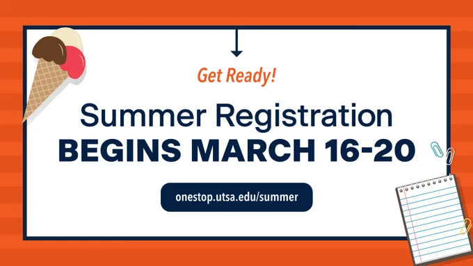 Summer registration begins March 16 - 20.