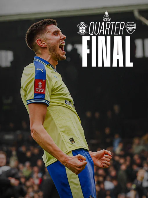 FA Cup Quarter-Final Draw: Southampton v Arsenal at St Mary's Stadium.