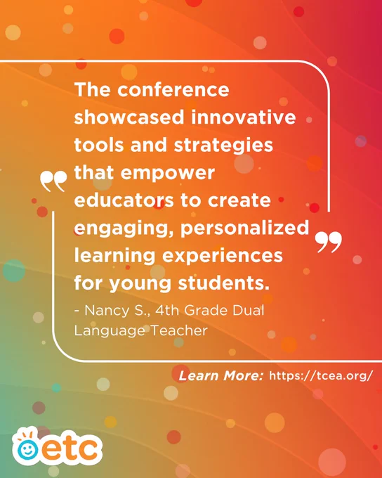 Image of a quote. The background is a gradient of blue to red. There is an "ETC" logo in the bottom left corner. 