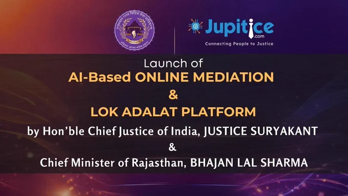 Major boost to Digital Courts in India. 🚀 

Hon’ble CJI Justice Surya Kant  & CM @BhajanlalBjp 
Launch the AI-based e-Samadhan Platform built by
@jupitice for #RSLSA - powering Digital Mediation & Lok Adalat.⚖️

🎥 Watch here: https://youtu.be/_9tTtVcL2lo?si=2PD_NrrICPcnUAht
#ODR #News #DigitalJustice