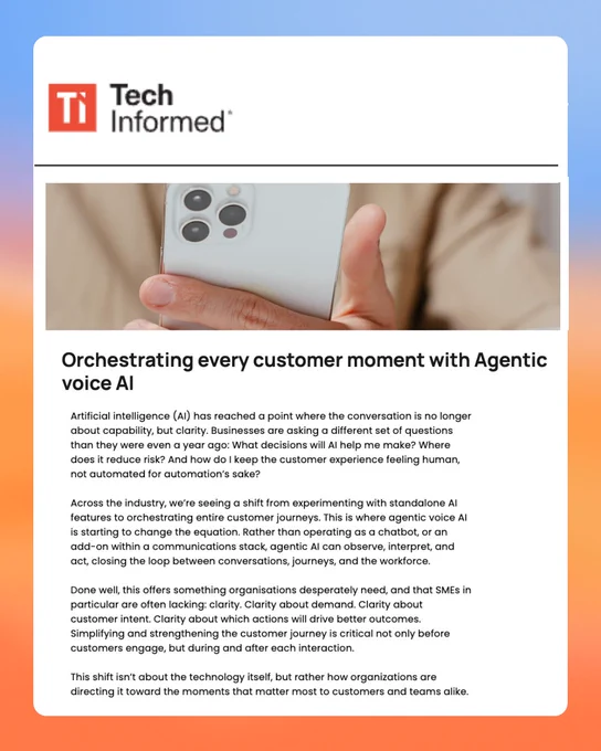 RingCentral article about Agentic voice AI enhancing customer interactions.