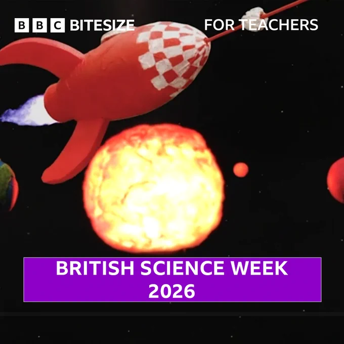 an image of a cartoon rocket with text 'british science week 2026'