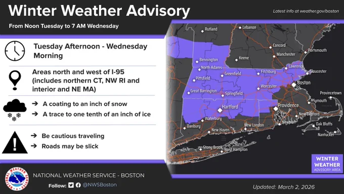 Graphic showing winter weather advisory