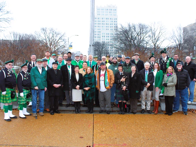 A group photo from the Irish-American Heritage Month celebration at St. Louis City Hall.