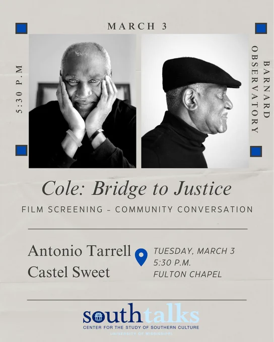 ColeL: Bridge to Justice at 5:30 March 3 in Fulton Chapel
