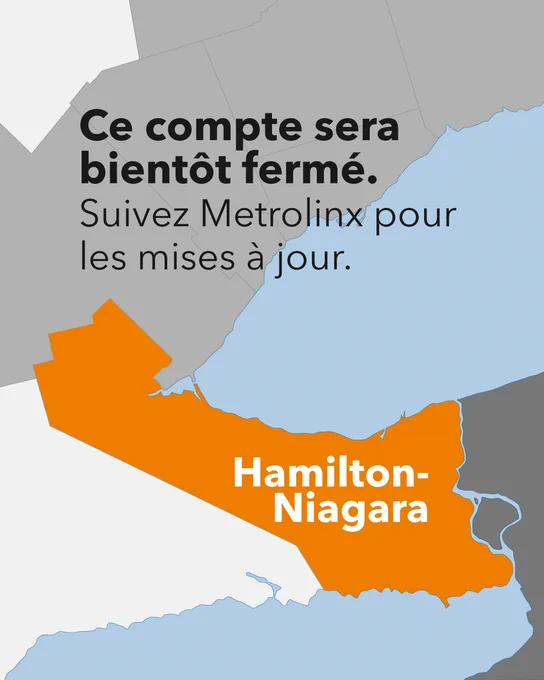 Carte mettant en évidence la région de Hamilton avec un message concernant une fermeture imminente de compte.