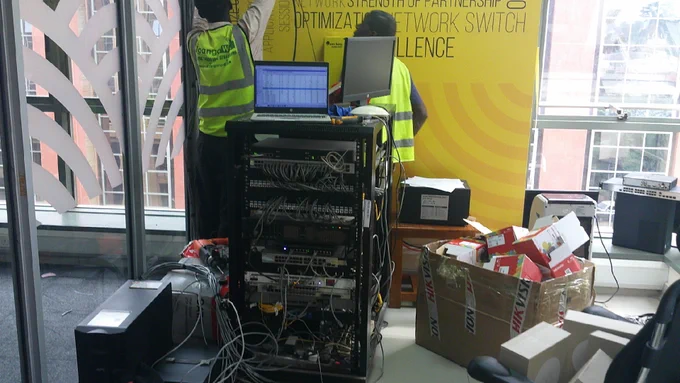 Enterprise wireless access point installation and structured LAN network cabling at Sun King headquarters Nakawa by Pytec IT Solutions, providing high-speed office WiFi installation, network infrastructure setup, and secure business connectivity in Kampala –  256708294203