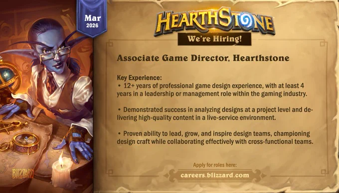 Associate Game Director - Hearthstone, Key Experience requirements