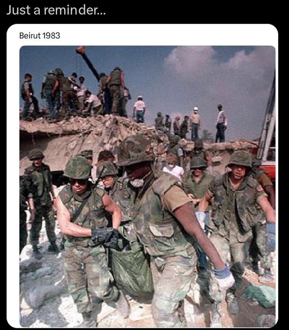Beruit bombing on US Marines barracks in 1983. Truck with 2,000 lbs explosives parked next to barracks was detonated, killing 307 people. 