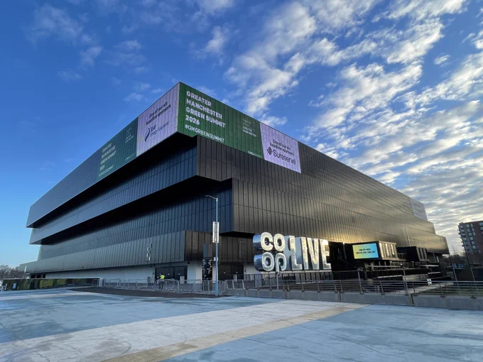 The Coop Live building with blue skies