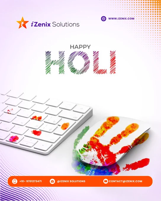 Celebrate the festival of colors with creativity and innovation! 🎨✨

This Holi, let your ideas shine bright and your brand stand out. Just like colors bring life to a canvas, powerful digital strategies bring life to your business.

At iZenix Solutions, we blend creativity, technology, and strategy to paint success stories for your brand.

🌈 Add more color to your digital presence.
🚀 Grow smarter. Market better. Achieve bigger.

Wishing you a vibrant and successful Happy Holi!

#HappyH
#Holi2026
#FestivalOfColors
#DigitalMarketing
#BrandGrowth
#BusinessGrowth
#MarketingStrategy
#SocialMediaMarketing
#ContentCreation
#CreativeDesign
#StartupIndia
#EntrepreneurLife
#BusinessBrand
#GrowYourBusiness
#IndianBusiness
#MarketingAgency
#OnlineBusiness
#BusinessSuccess
#DigitalIndia
#BrandVisibility