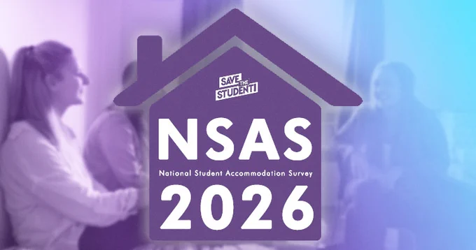 Purple house icon with "NSAS 2026 - National Student Accommodation Survey" written inside