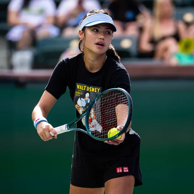 Emma Raducanu practising at Indian Wells 