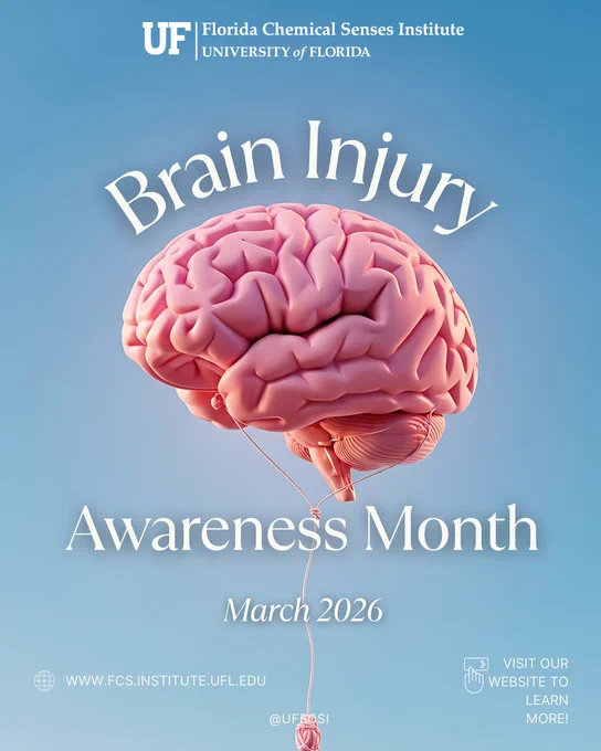 Image of a graphic of a human brain with text stating, "Brain Injury Awareness Month. March 2026."