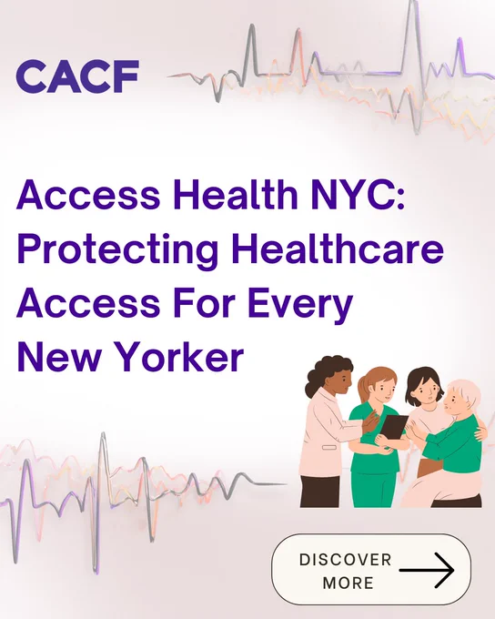 Access Health NYC: 
Protecting Healthcare 
Access For Every 
New Yorker
(heartbeat graphic background and illustration of people in hospital)
