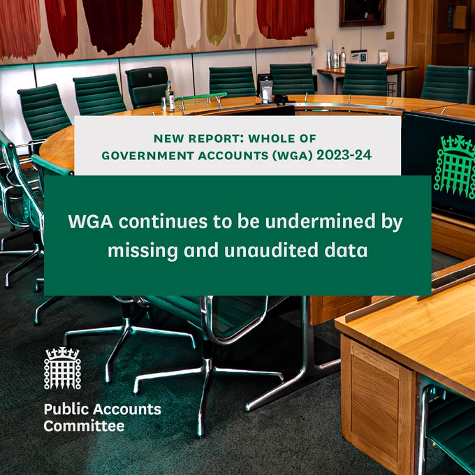 New report: Whole of government accounts (WGA) 2023-24. WGA continues to be undermined by missing and unaudited data
