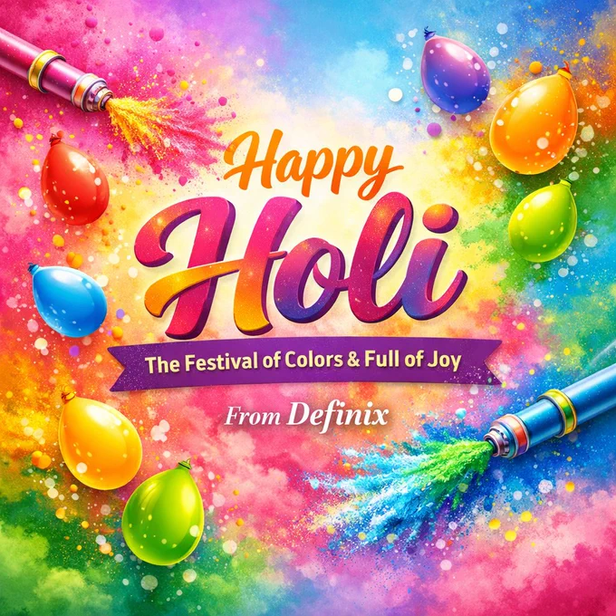 🌈✨ Happy Holi from Definix! ✨🌈

Holi sirf rangon ka festival nahi hai,
ye unity, positivity aur naye beginnings ka celebration hai. 🎉

Jaise colors milkar ek beautiful picture banate hain,
waise hi innovation   community milkar future of finance banate hain. 🚀

Iss Holi, let’s spread:
💙 Trust
💚 Growth
💛 Prosperity
💜 Innovation

May your life be filled with bright colors of success,
and your portfolio shine with smart decisions. 📈

Team Definix wishes you and your family
a safe, joyful, and prosperous Holi! 🌸

#HappyHoli #Definix #FestivalOfColors #Web3