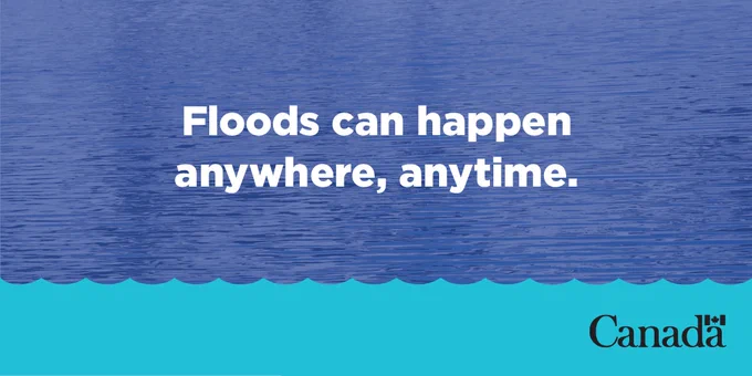 Text: Floods can happen anywhere, anytime