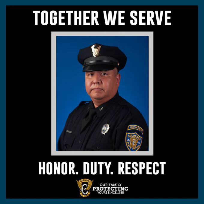 text, "Together we serve", "Honor. Duty. Respect" Port of Entry Yazzie in full uniform looking at the camera