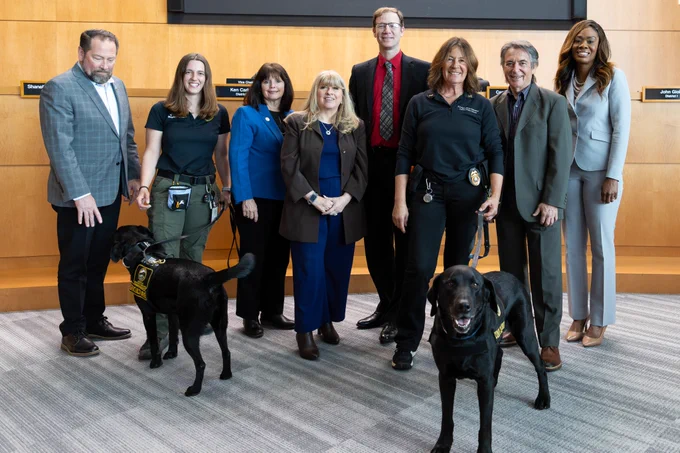 The Contra Costa County Board of Supervisors honor Major and Mila in Board Chambers in Martinez, California on Tuesday, March 3, 2026.
