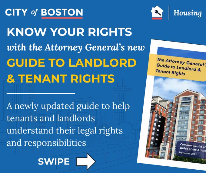 City of Boston Housing promotes the Attorney General's updated Guide to Landlord and Tenant Rights for legal awareness.