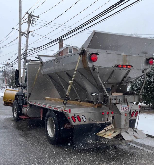Picture: Crews treating roadways citywide.