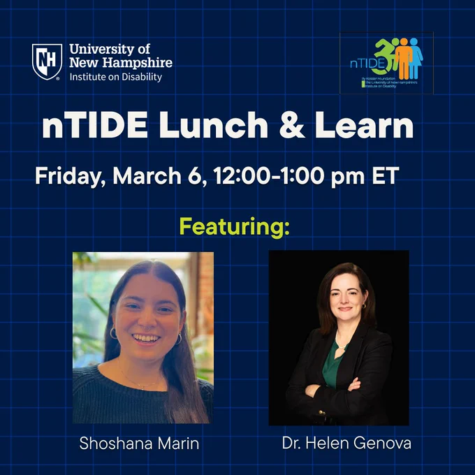 nTIDE Lunch & Learn event on March 6 from 12-1 pm ET will feature speakers Shoshana Marin and Dr. Helen Genova.