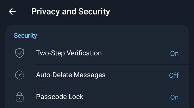 Telegram Privacy and security features > Two Step verification