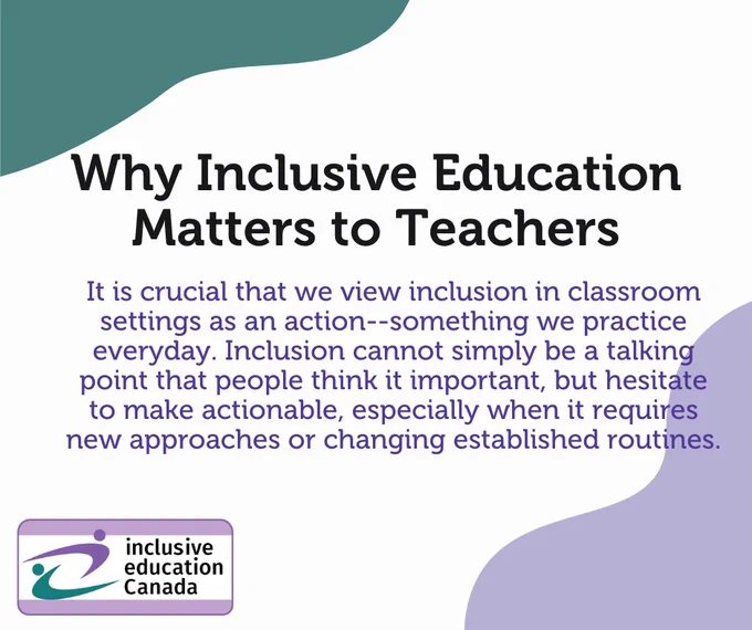 It is crucial that we view inclusion in classroom settings as an action--something we practice everyday. Inclusion cannot simply be a talking point that people think it important, but hesitate to make actionable, especially when it requires new approaches or changing established routines.