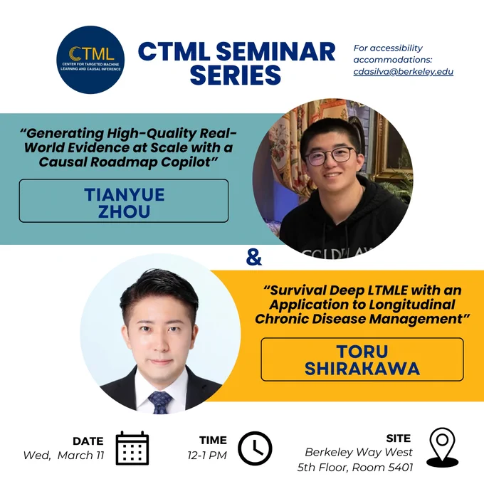 We’re excited to host two insightful talks from Tianyue Zhou and Toru Shirakawa next week as part of our CTML Seminar Series on Wed, March 11 from 12PM-1PM at BWW, 5th Floor, Room 5401. Join us for an engaging session–we look forward to seeing you there!