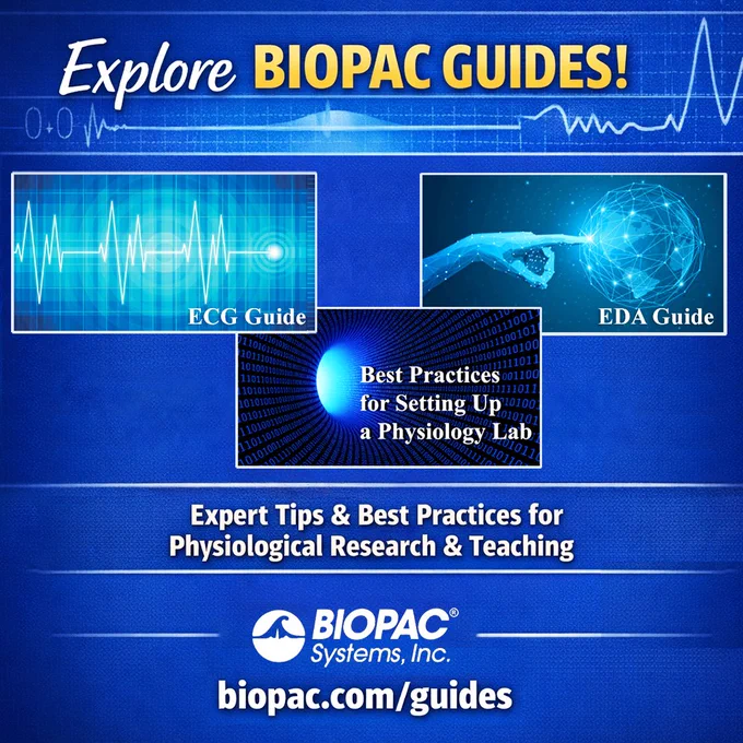 Explore BIOPAC Guides for expert tips & best practices for physiological research and teaching: ECG Guide, EDA Guide, Best Practices for Setting Up a Physiology Lab. biopac.com/guides