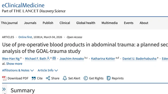 Use of pre-operative blood products in abdominal trauma: a planned secondary analysis of the GOAL-trauma study