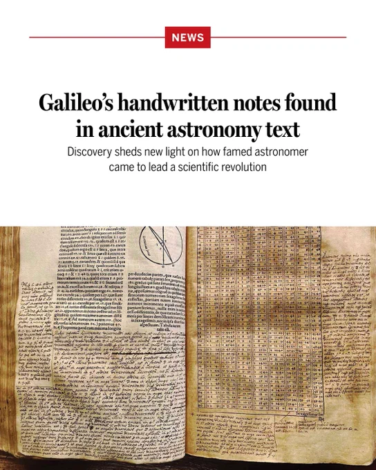 Galileo’s handwritten notes found in ancient astronomy text
Discovery sheds new light on how famed astronomer came to lead a scientific revolution